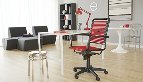 Flat Bungie High Back Adjustable Office Chair with Arms, Red Bungies with Graphite Black Frame