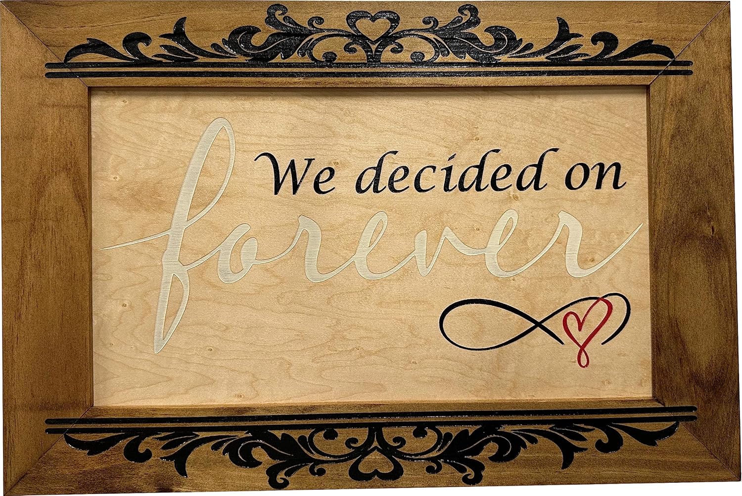 Concealed Gun Storage Cabinet, Hidden Gun Storage Safe with Decorative We Decided On Forever by Bellewood Designs