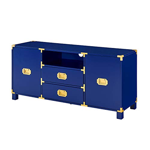 SEI Furniture Campaign Tall Storage Entertainment Center, Media Stand, Navy