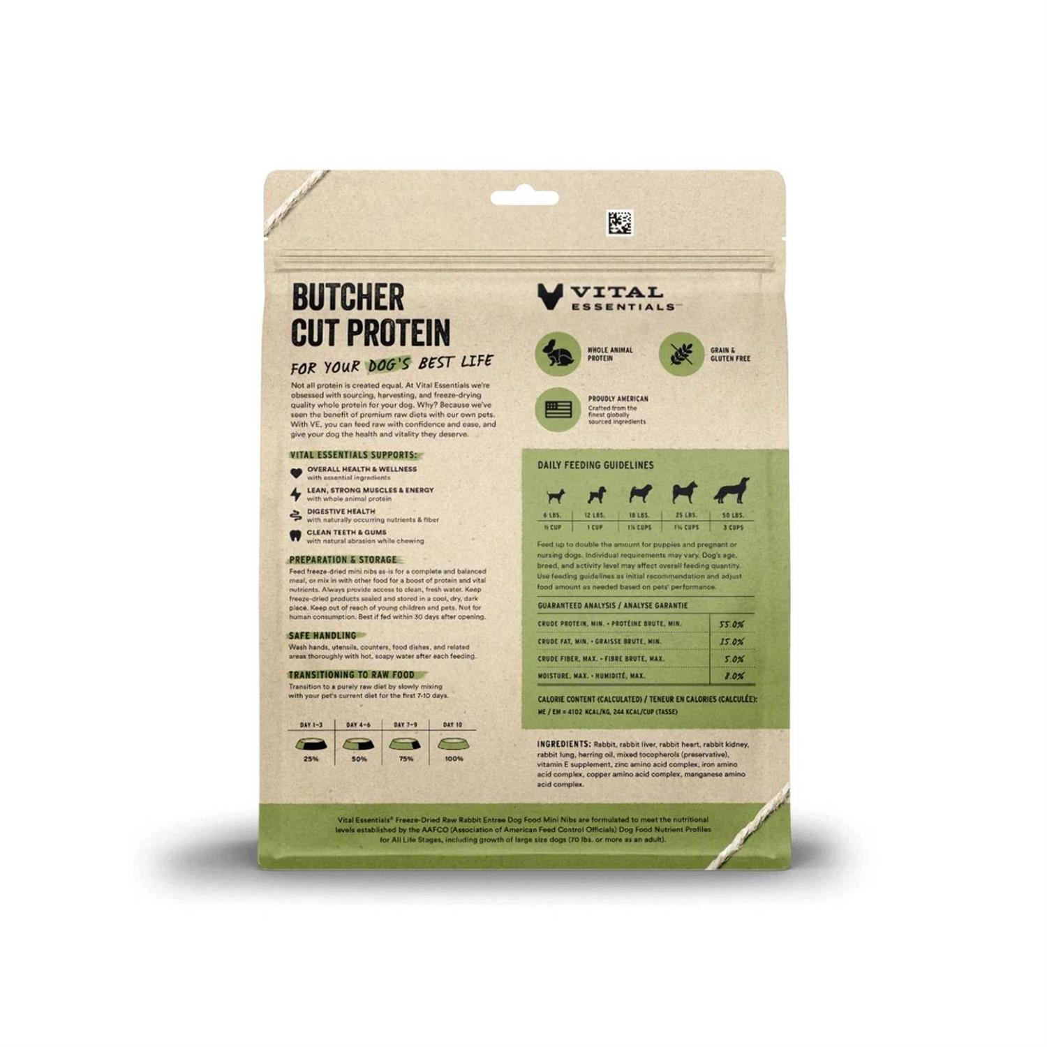 Vital Essentials Freeze Dried Dog Food Raw Rabbit Mini Nibs Entree - Pet Supplies online store