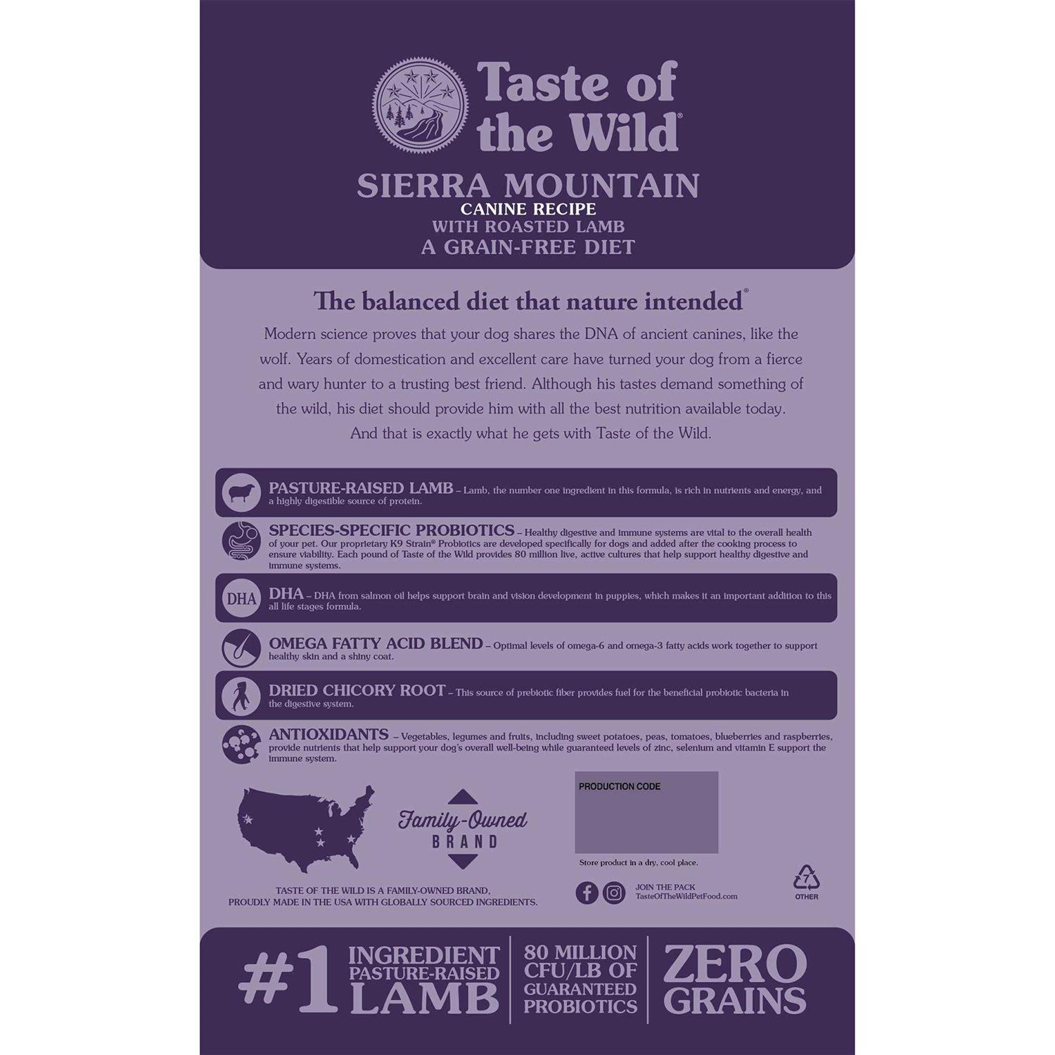 Taste of the Wild Sierra Mountain Dog Food - Pet Supplies online store