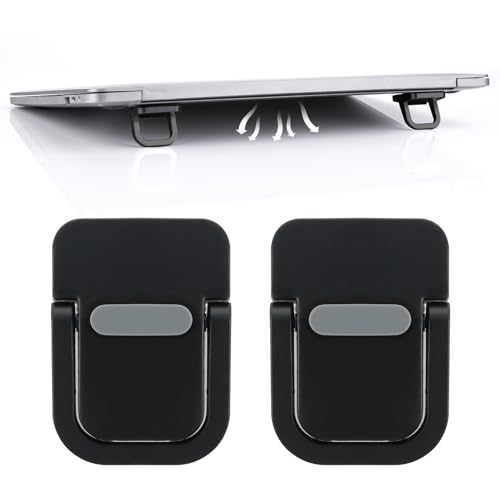 Giantree 2 Pcs Mini Computer Keyboard Stand for Desk, Portable Keyboard Riser, Invisible Laptop Stand, Self-Adhesive Keyboard Riser Feet for Most Keyboards(Silver)