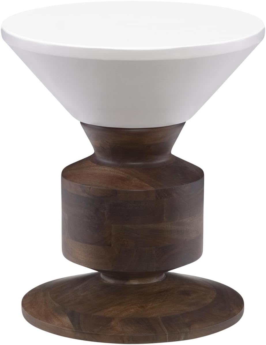 Moe's Home Collection Hippo Acacia Wood Stool, White