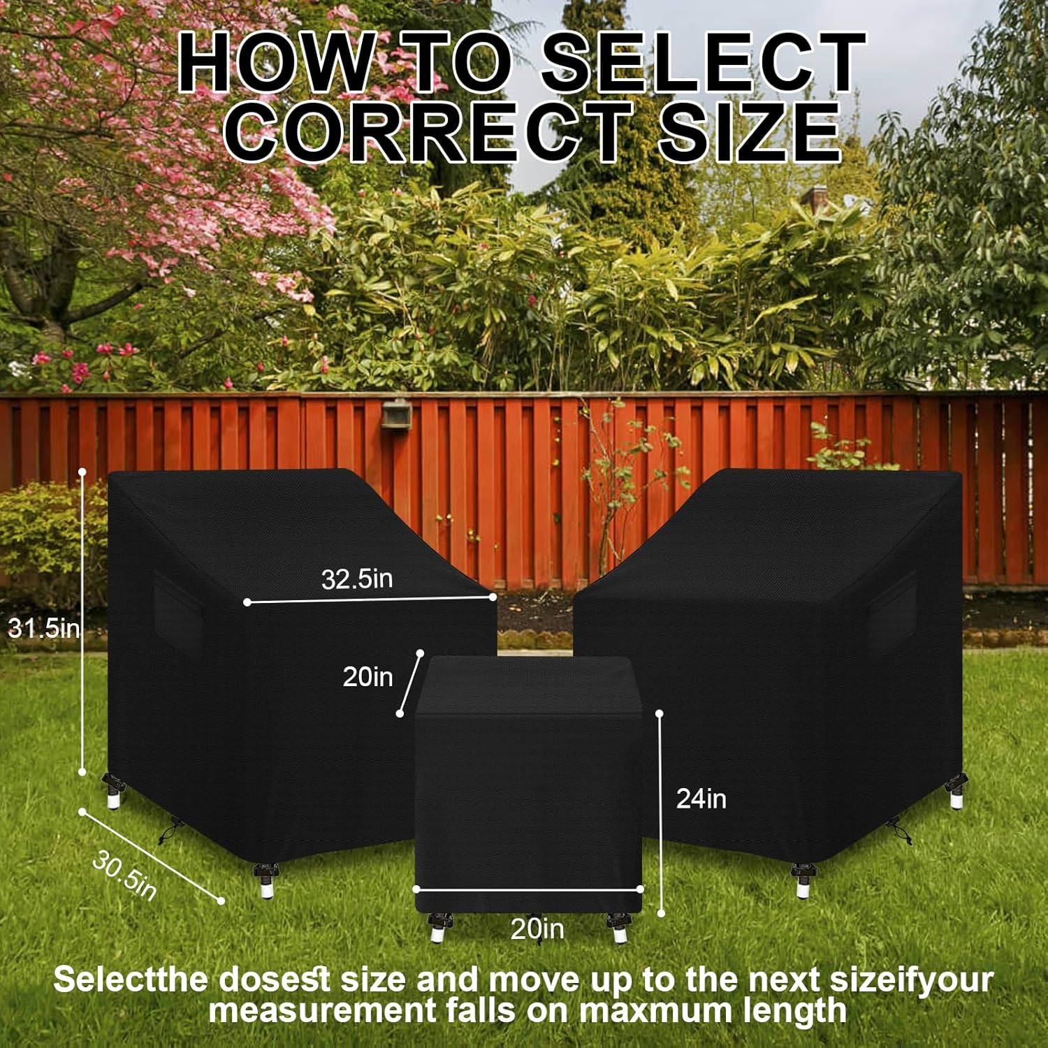 3-Piece Outdoor Veranda Patio Garden Furniture Cover Set, 600D Oxford cloth waterproof 3 Pieces Patio Set Cover, anti-UV 3 Piece Patio Furniture Covers, tear resistant, with storage bag