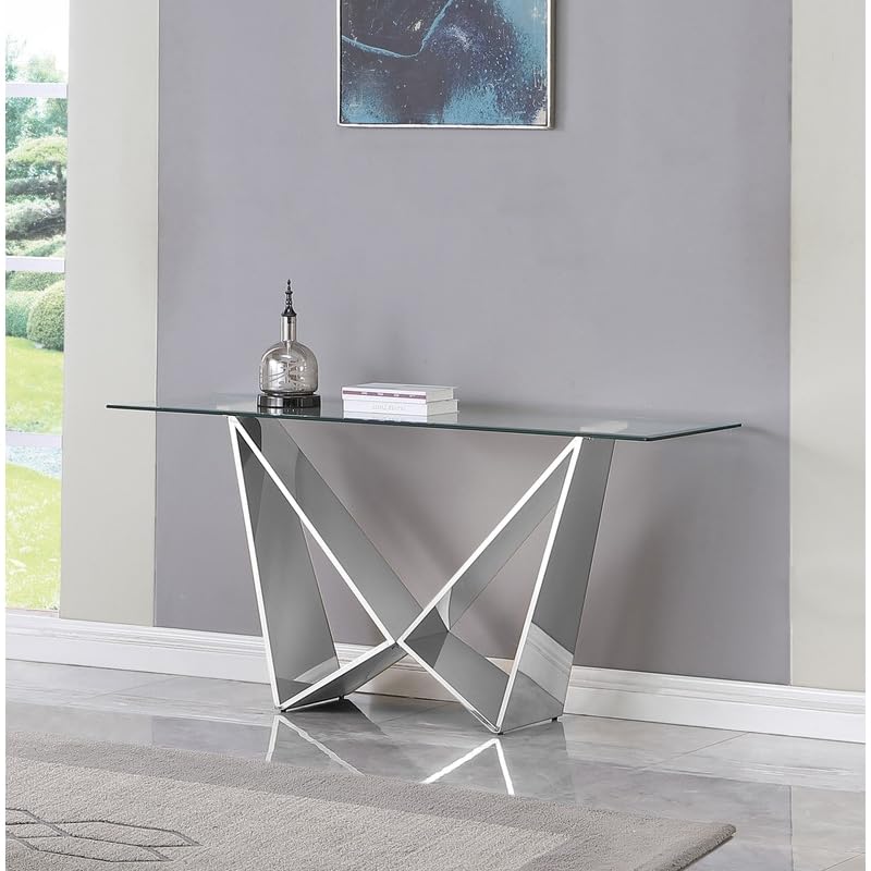 CT402 Console Table, Clear/Silver