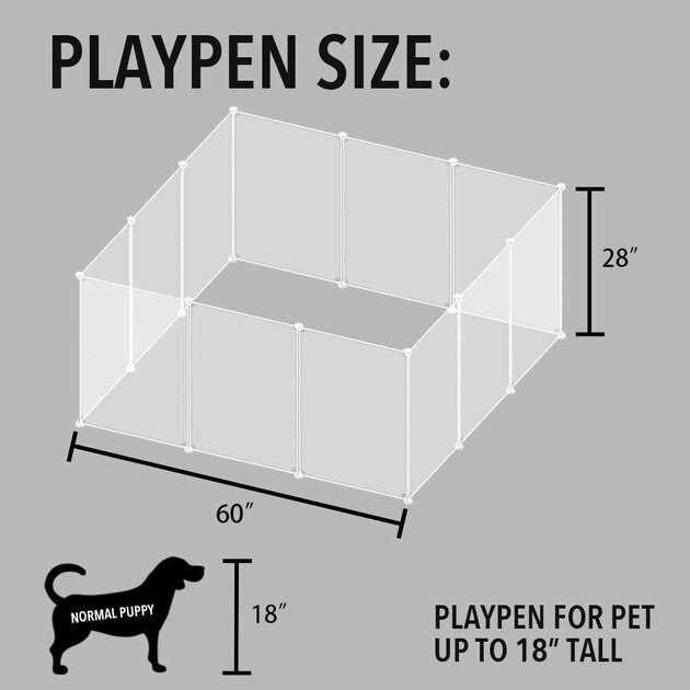 Allisandro 12 Grid Panel DIY Transparent Plastic Exercise Pet Playpen - Pet Supplies online store