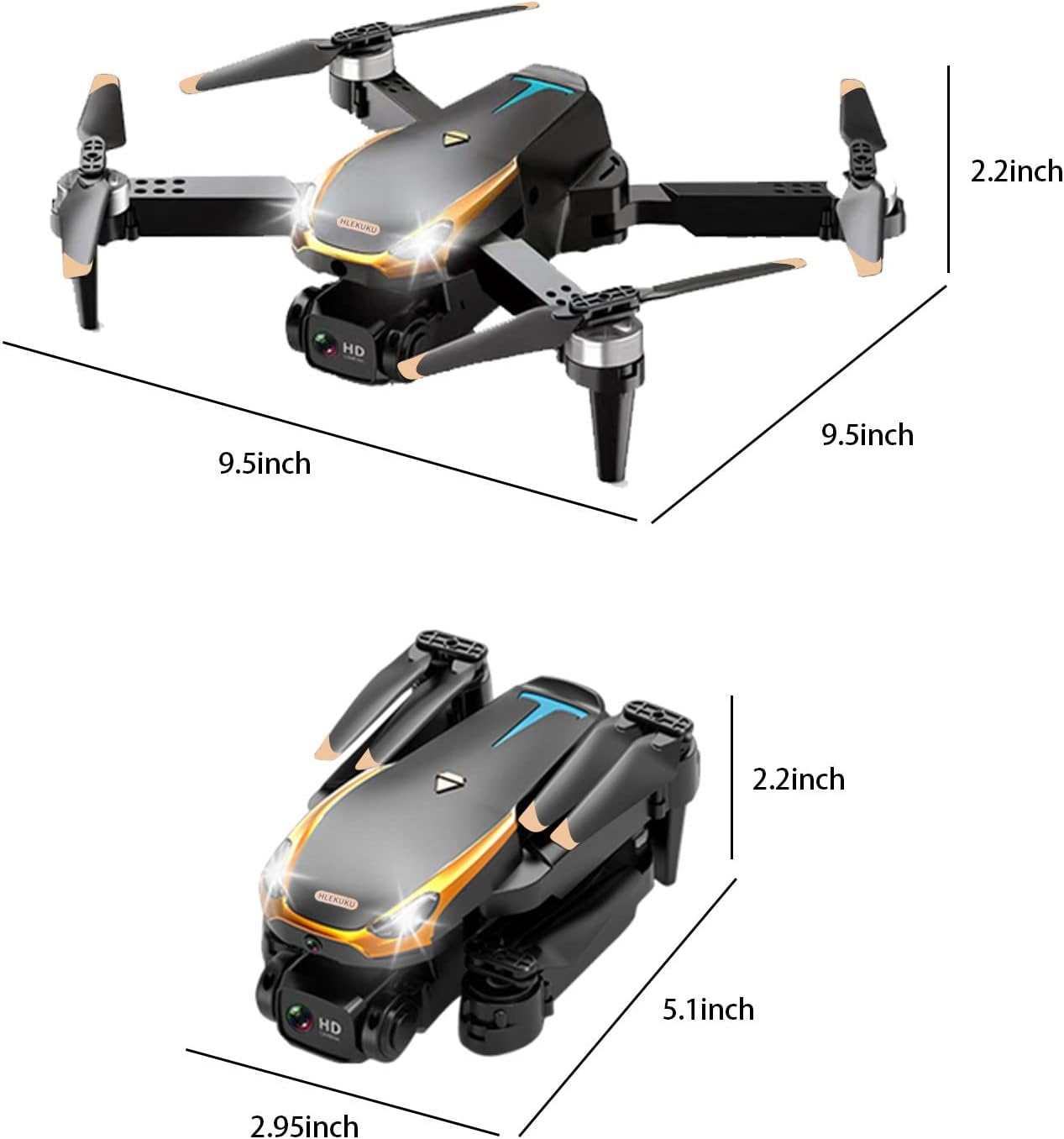 Drones With Camera For Adults 1080P HD, Foldable FPV Drone, Mini Drone with Camera, Headless Mode, Altitude Hold, 360° Flip, Speed Adjustment, One Key Start, Remote Control Toys Gifts (2×Camera)