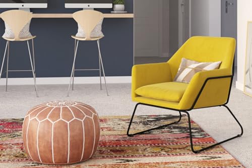 Inmod Essex Velvet Lounge Chair, Rust Mid Century Modern Accent Chair, Armchair for Living Room