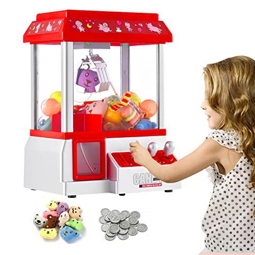 Claw Machine for Kids Toy Mini Arcade Machine Candy Grabber Prize Dispenser Vending Machine Arcade Game Machines for Home Party Christmas Birthday Gifts Cool Girl Toys