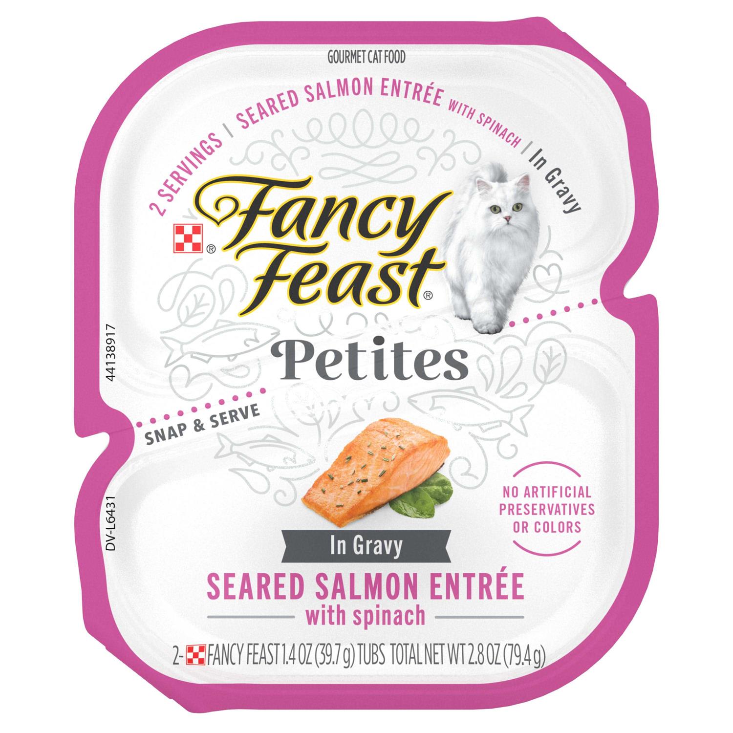 Fancy Feast Petites in Gravy Seared Salmon with Spinach Entree Wet Cat Food - Pet Supplies online store