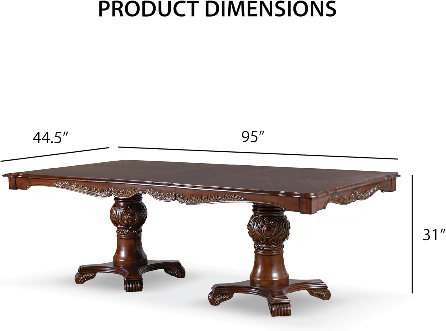 Furniture of America Adair Traditional Solid Wood 7-Piece Dining Set with Double Pedestal Expandable Table and 6 Leather Padded Side Chairs for Home, Kitchen, Living Room, Dark Cherry