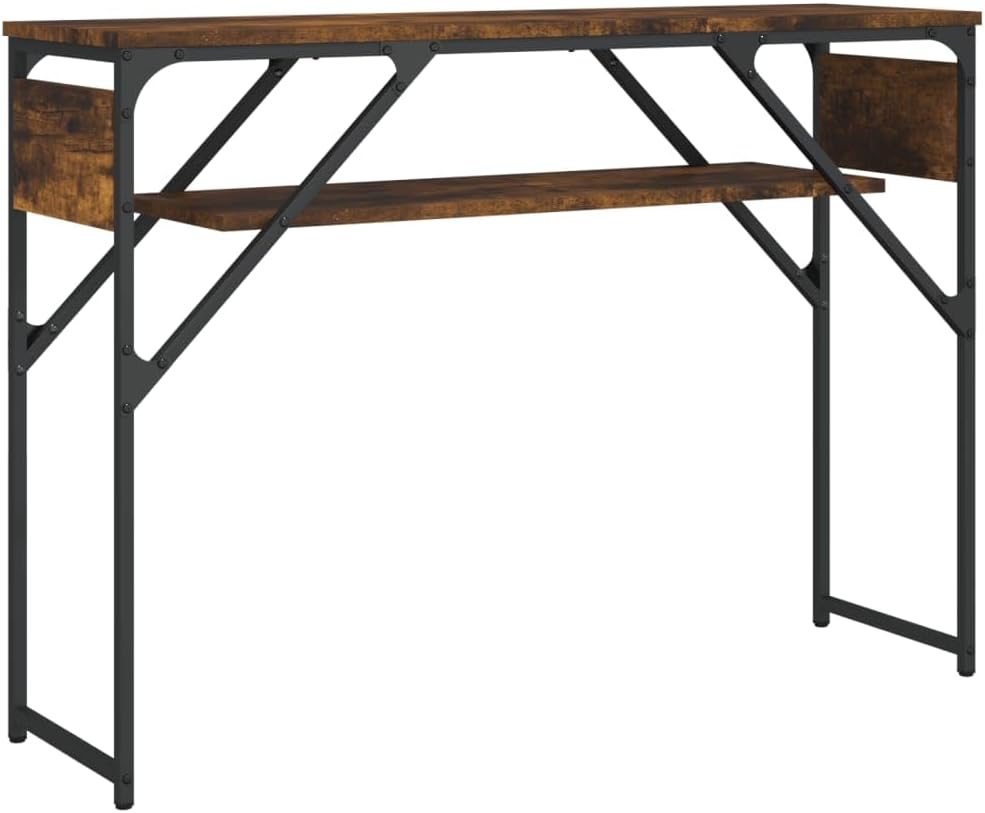 Bedroom Nightstand Night Stand End Table Record Player Stand - Console Table with Shelf Smoked Oak 41.3