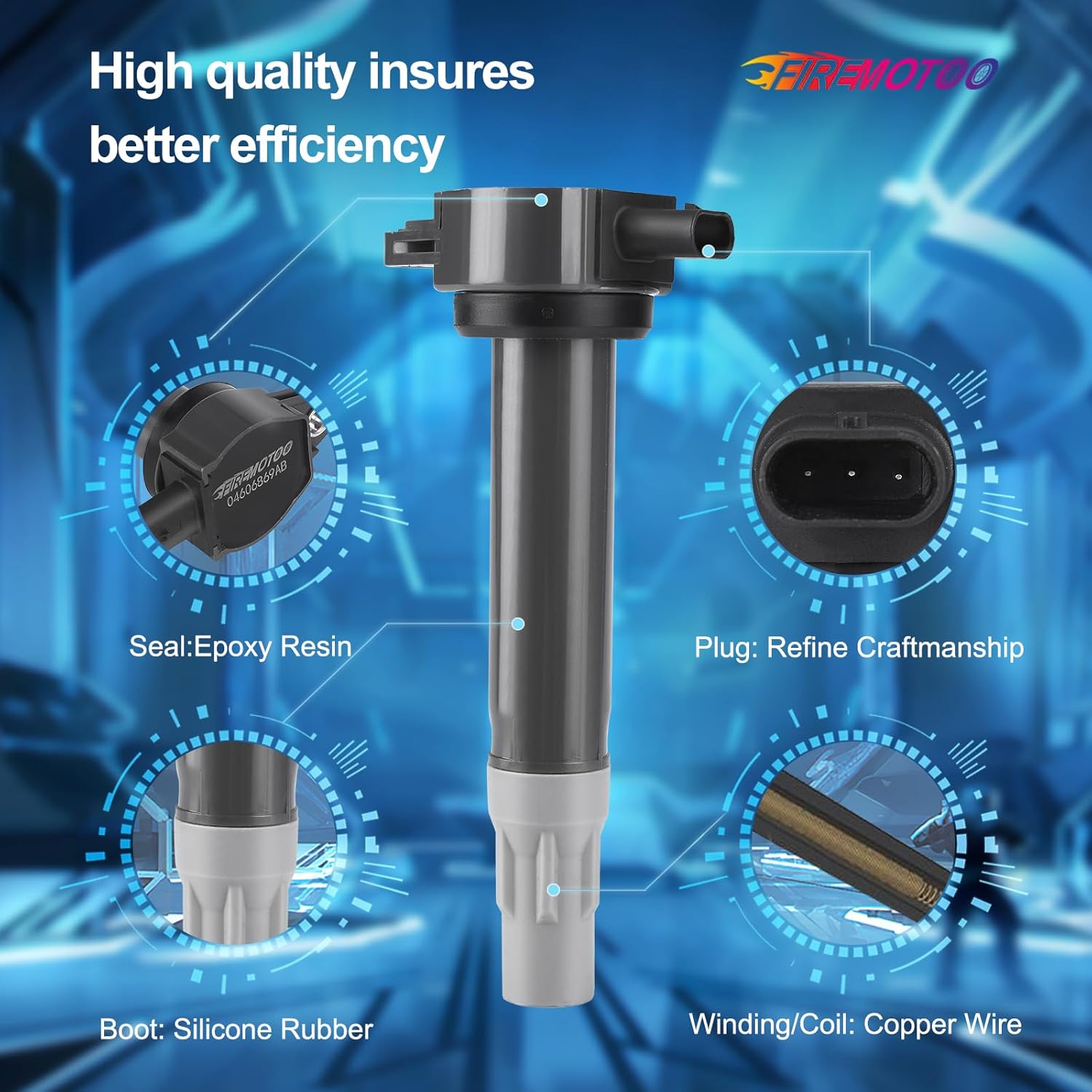 Pack of 6 Ignition Coil Pack Compatible with Dodge Charger Magnum Nitro Challenger Avenger&Chrysl 300 Town & Country Sebring Pacifica 2.7L 3.5L 4.0L V6 2006-2010 UF502 A05X2501784 04606869AB