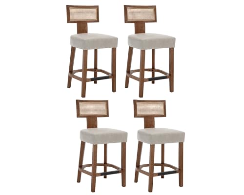 VESCASA Counter Height Barstools with Natural Wood Legs, 26.5