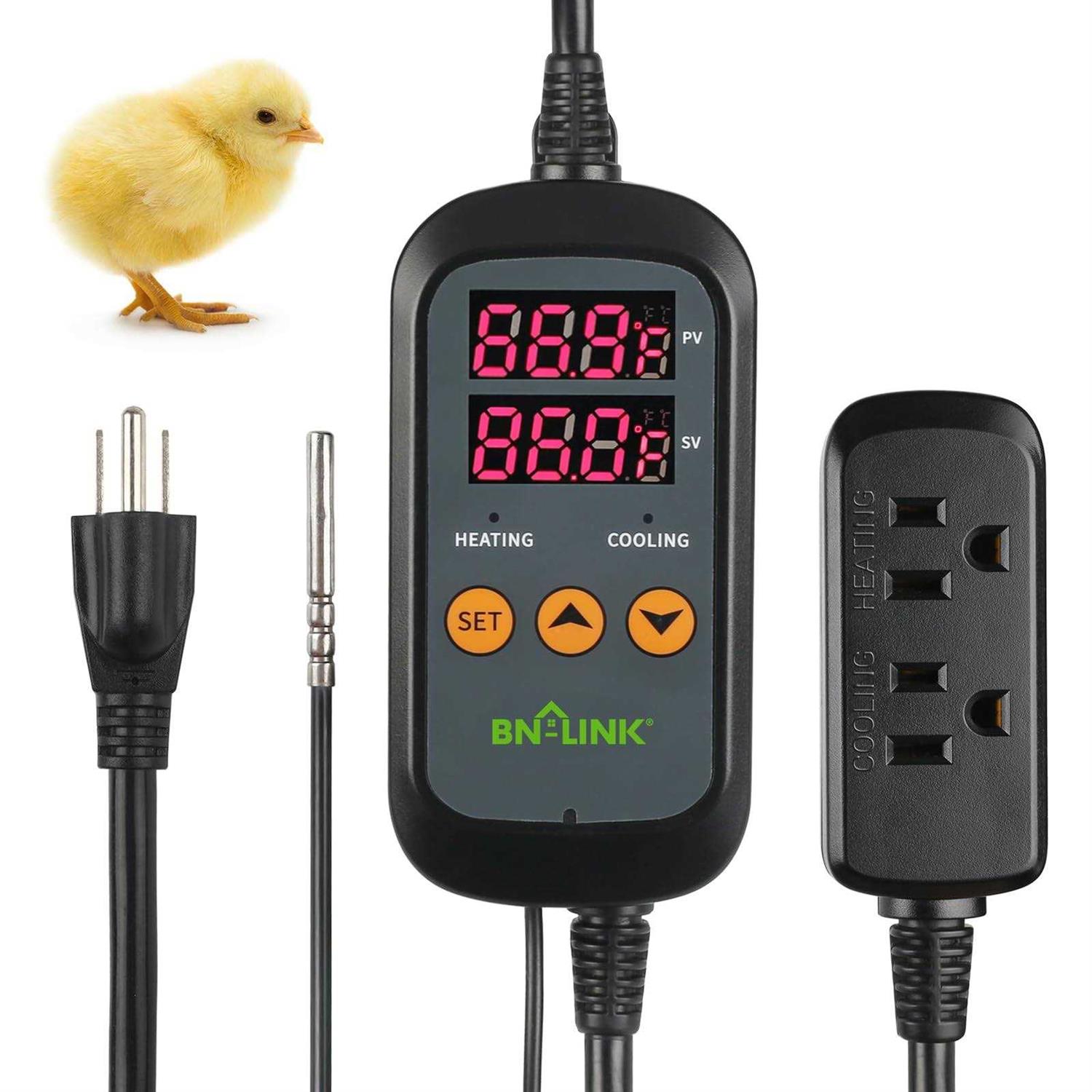 BN-LINK Digital Temperature Controller Heating Cooling 2-Stage Outlet Thermostat Controller Plug for Reptiles Aquarium Carboy Homebrew Breeding - Pet Supplies online store