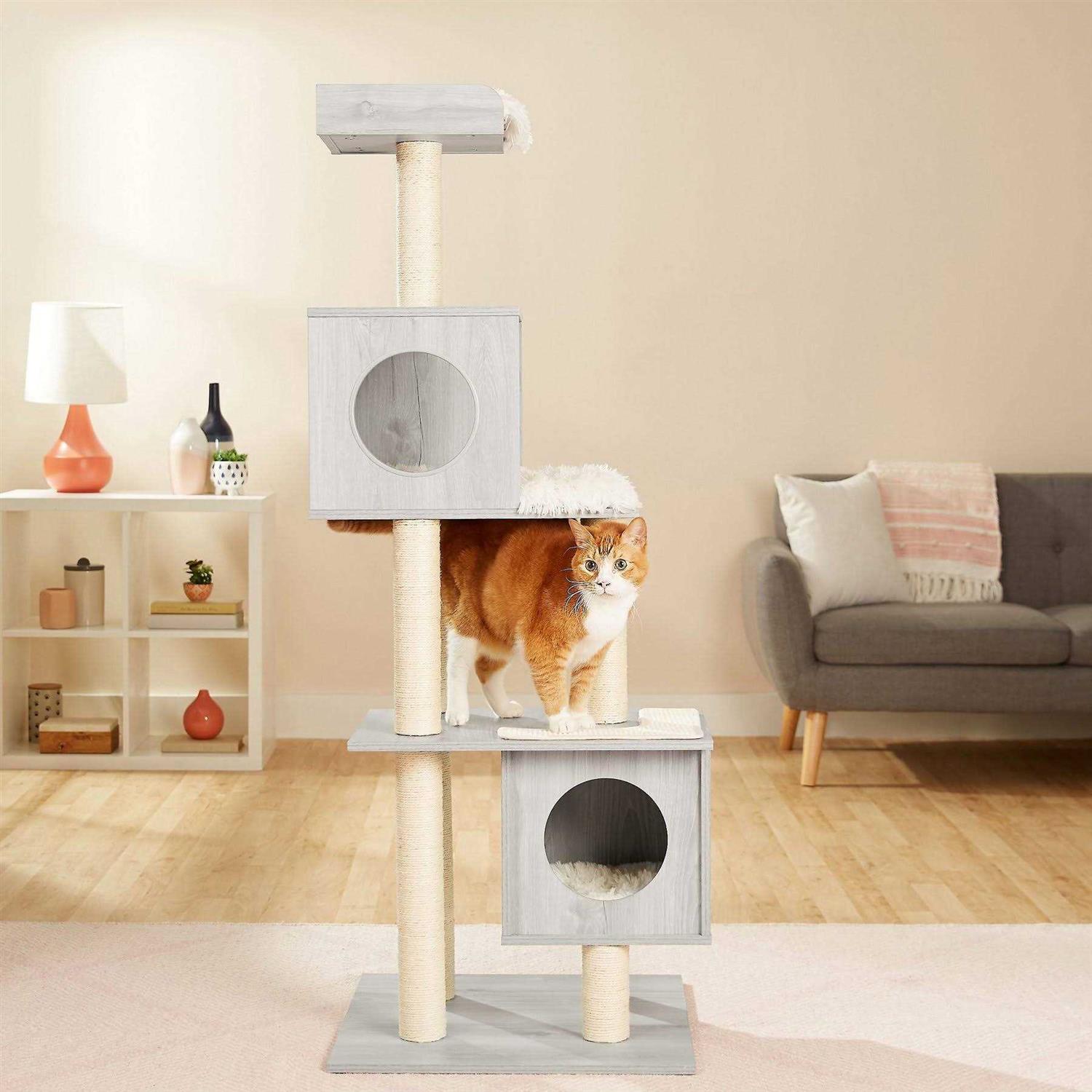 Frisco 62-in Modern Cat Tree Condo - Pet Supplies online store