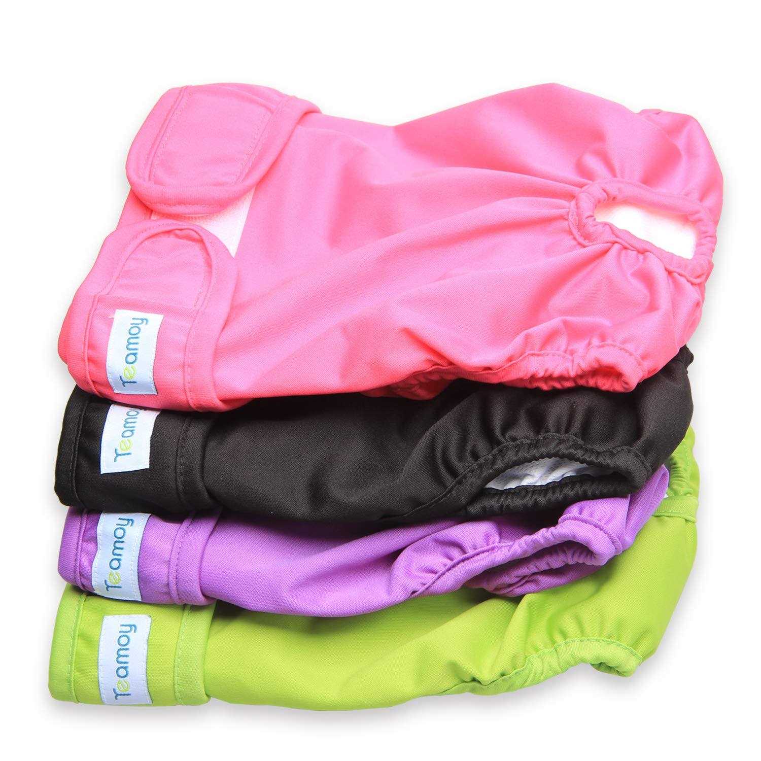 Teamoy 4pcs Washable Female Dog Diapers, Reusable Doggie Diaper Wraps for Female Dogs, Super-Absorbent and Comfortable - Pet Supplies online store