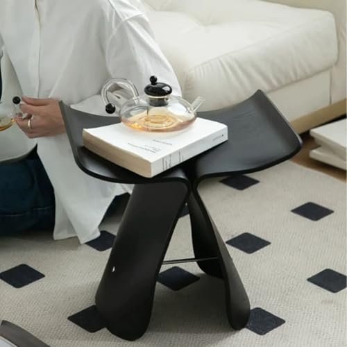 Chairs for Inside Small Side Table, Waterproof Bathroom Benchs,Unique Design Live Edge Wood Stool, Leisure Changing Shoe Stool for Garden, Yard, Living Room, Bedroom(Black)