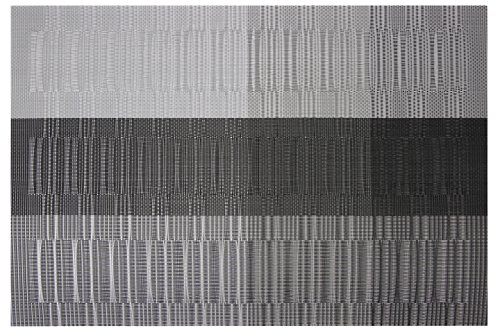 Famibay Bamboo PVC Weave Placemats Non-Slip Table Mats for Kitchen Table Set of 6-30x45 cm (Set of 6 Black)