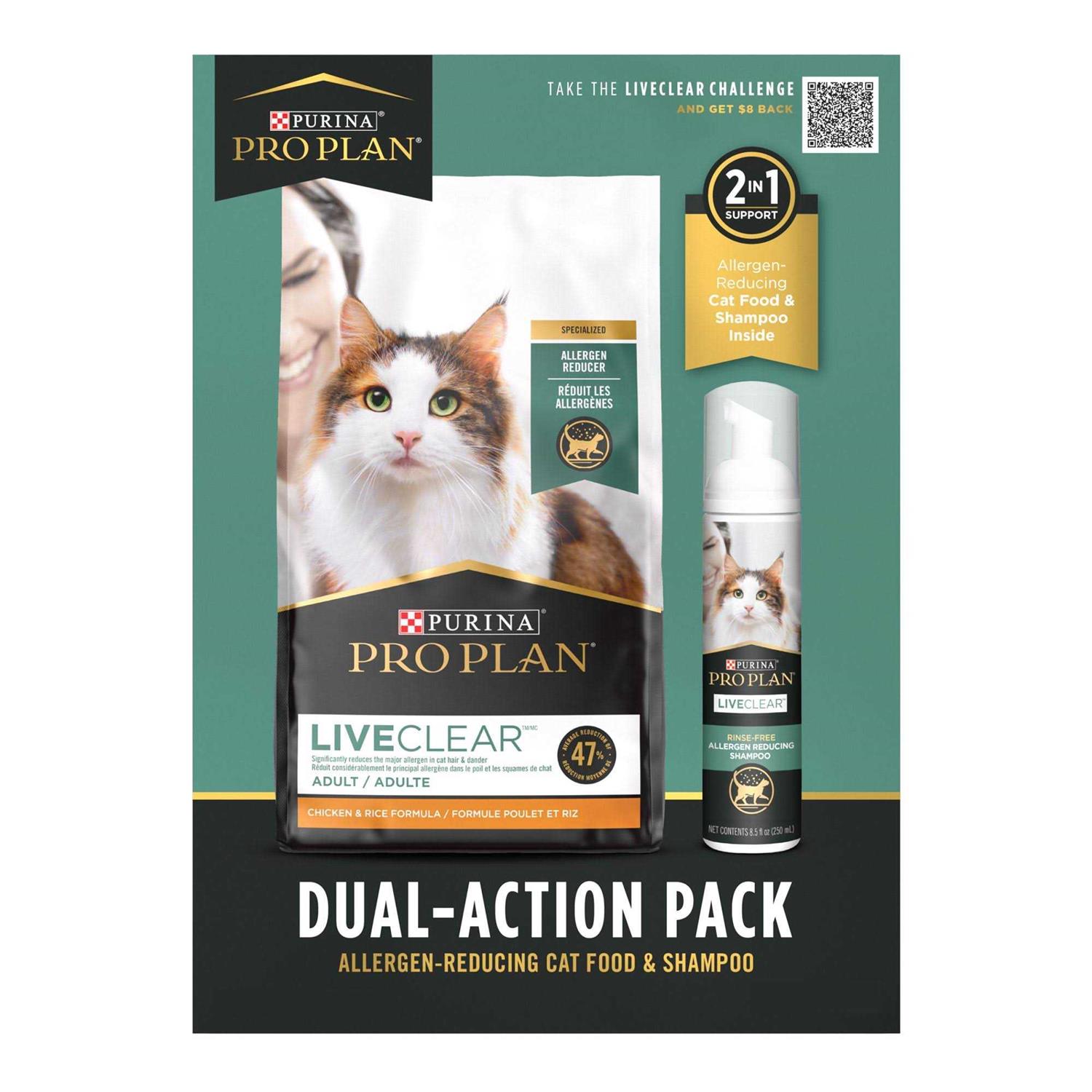 Purina Pro Plan Pro Plan LiveClear Starter Kit Featuring Pro Plan LiveClear Cat Food Chicken and Rice Formula and LiveClear Cat Shampoo 3.5 lb. Bag - Pet Supplies online store