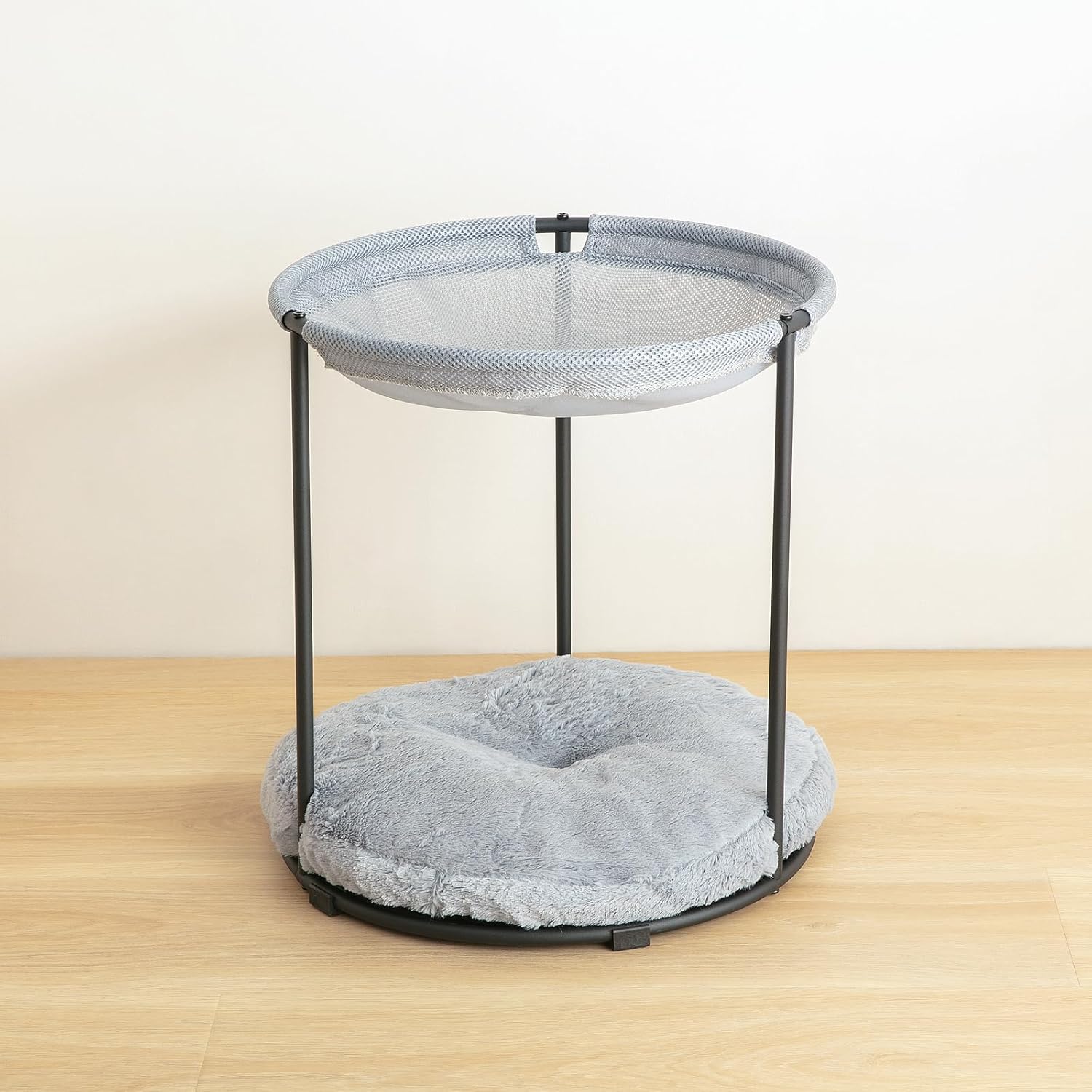 Double Cat Bed for 2 Cats,Breathable Elevated Cat Beds for Indoor Cats,Round Fluffy Plush Cat Beds,18 x φ16.5 Inch Cat Hammock Machine Washable,Easy Assembly Cat Hammock for Multi-cat Household