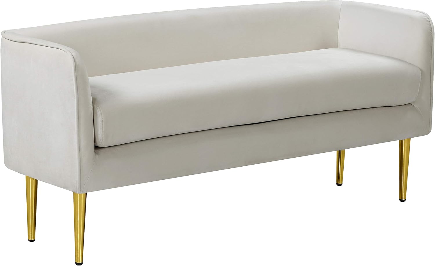 Meridian Furniture Audrey Collection Modern | Contemporary Velvet Upholstered Bench with Sturdy Metal Legs in Gold Finish, 52
