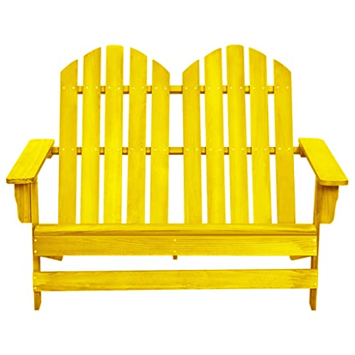 2-Seater Patio Adirondack Chair Solid Wood Fir Yellow,Outdoor Wooden Adirondack Chair for Patio and Garden, Solid Fir Wood, Yellow Outdoor Seating Furniture