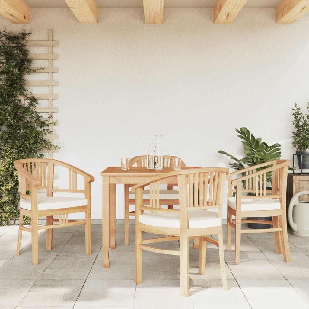5 Piece Patio Dining Set Solid Wood Teak,Furniture,Outdoor Furniture,Outdoor Furniture Sets,Brown,62.6kg/137.72ib