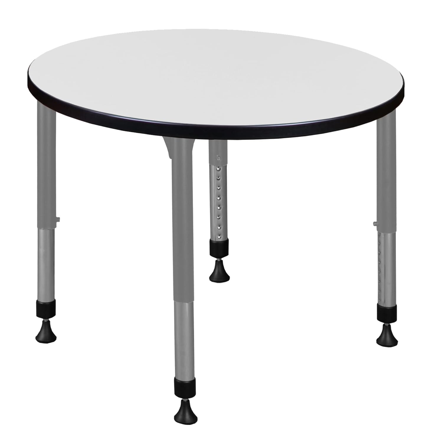 Romig Kee 30 in.Round Height Adjustable Classroom Activity Table- White & Grey Base