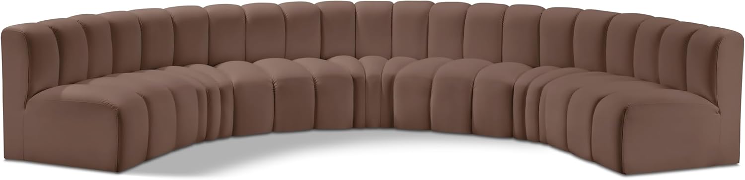 Meridian Furniture Arc Collection Modern | Contemporary Sofa with Soft Vegan Leather, Deep Channel Tufting, Modular, 162