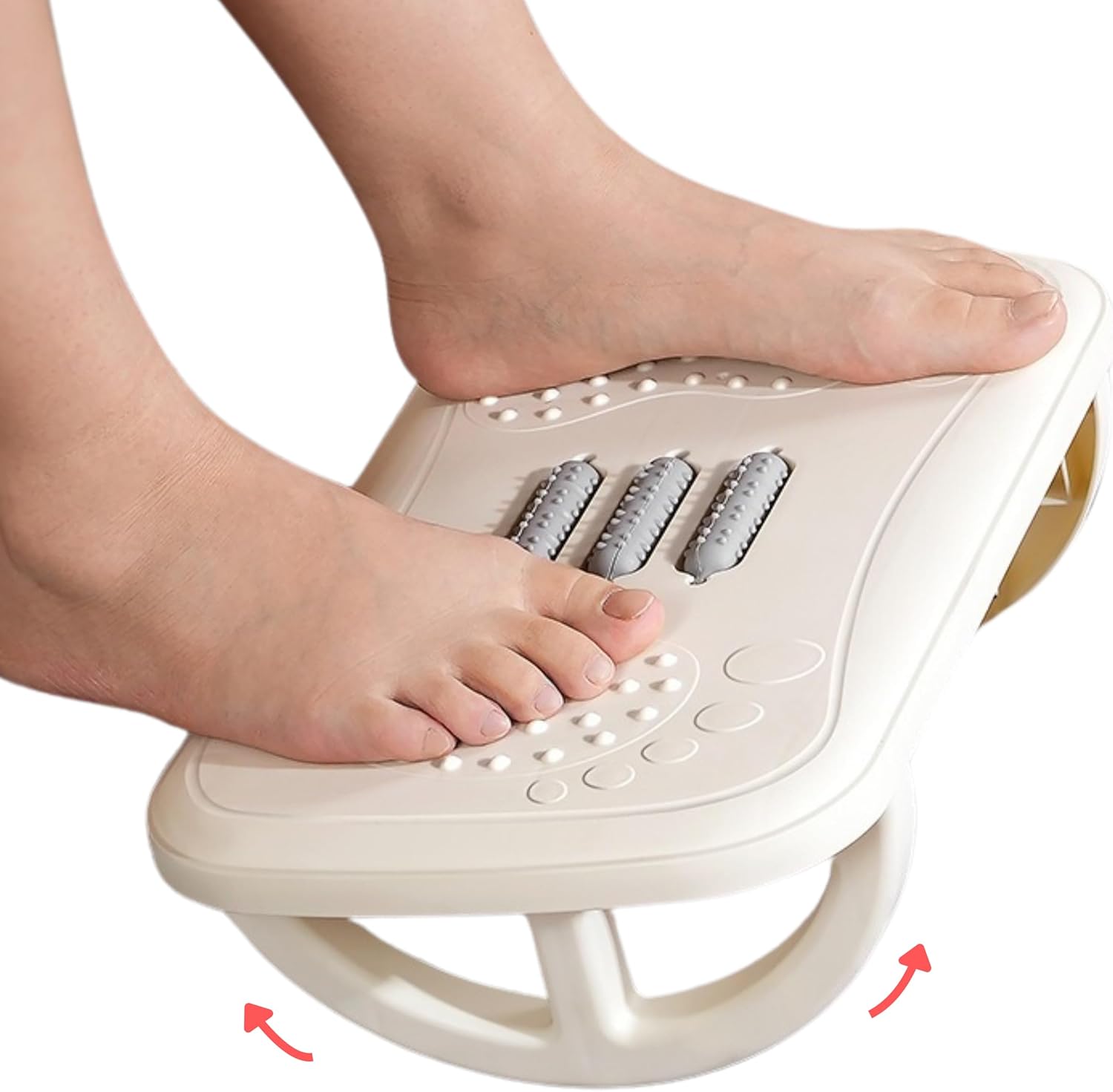 Rocking Foot Rest for Under Desk at Work, Ergonomic Footrest for Office, Home, Gaming, Foot Stool for PC, Chair, Couch, Computer, Ottoman, Leg Rest, Small Stand, Footstool, White