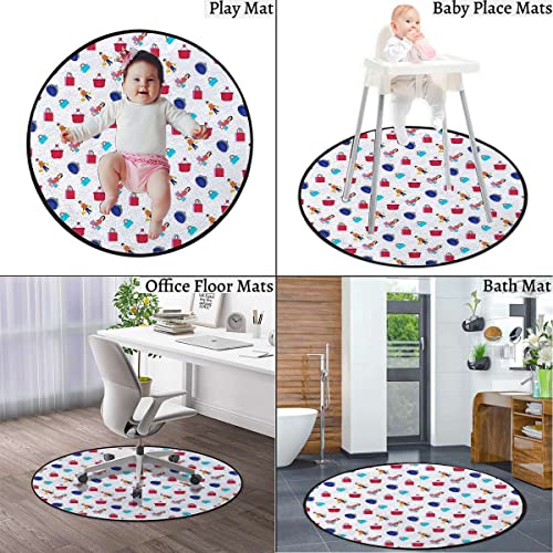 Cartoon Style Office Chair Cushion Mat for Hard Floors Non Slip Multi-Purpose Desk Chair Mat Rug for Hardwood Tile Floor Carpets Dinosaur Image Roaring Army Green,Scarlet Tan Diameter 35.5 in