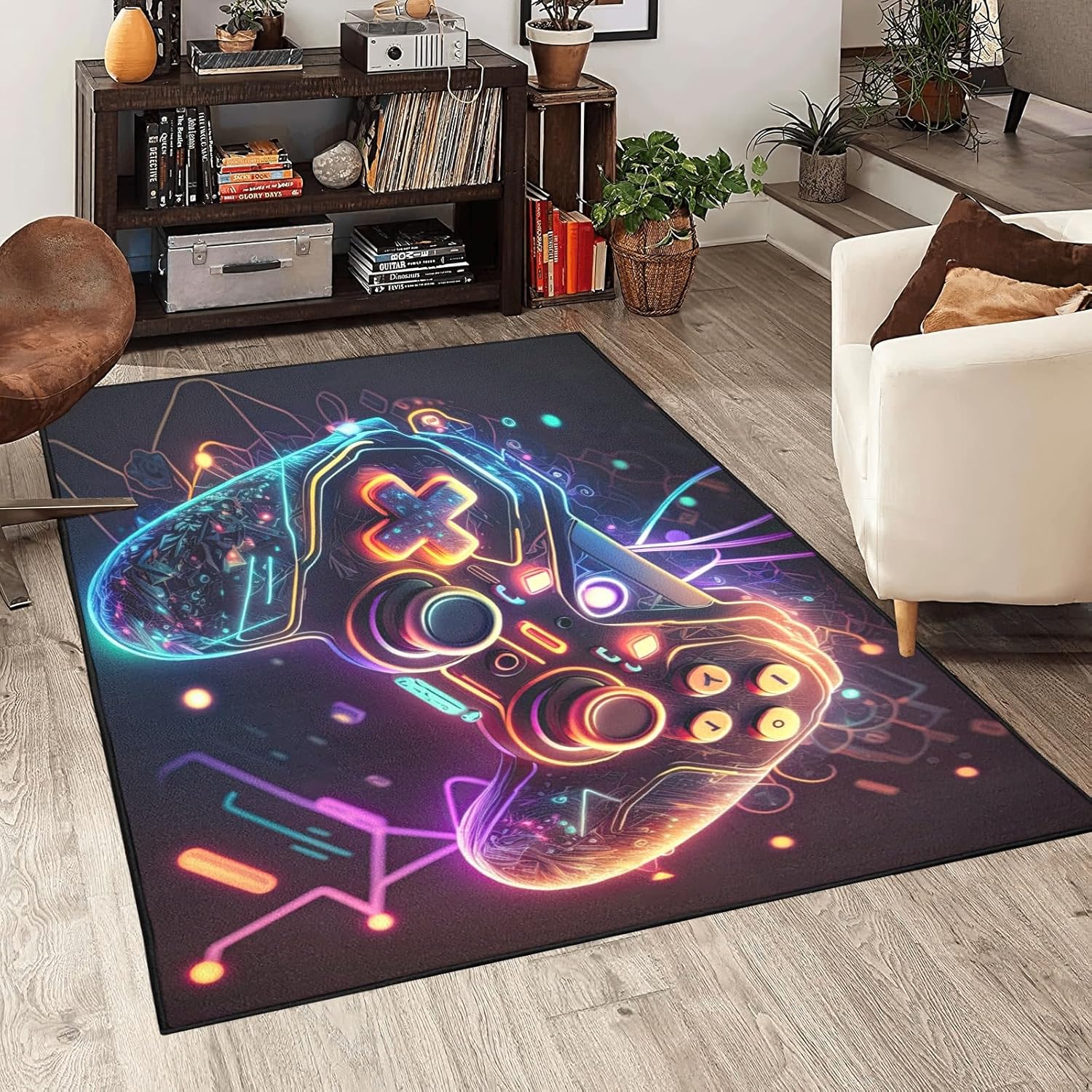 Gaming Gamepad Area Rugs Game Controller Rug 3D Printed Modern Gamer Bedroom Carpet for Video Games Lovers Carpet Gaming Room Decor Rug 3' x 4'