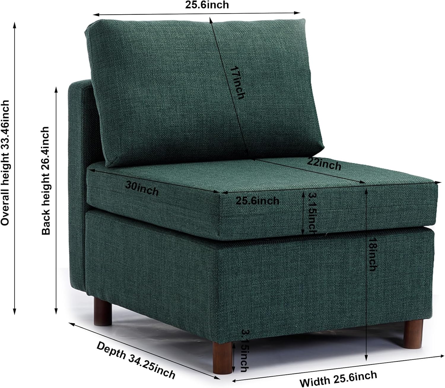 Middle Module Fabric Linen for Modular Sofa Sectional Sofa Couch Accent Armless Chair - and Stylish Sofas for Your Living Space