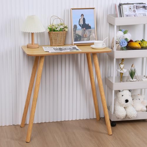 Computer Desk, Ergonomic Home Office Study Desk, Student Small Writing Table, with Solid Legs, Wooden Color Spacious Desktop for Home Office Wooden Color