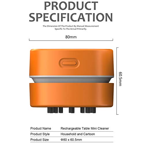 ODISTAR Desktop Vacuum Cleaner, Mini Table dust Sweeper Energy Saving,High Endurance up to 90 mins,Cordless&360º Rotatable Design for Keyboard/Home/School/Office(White)