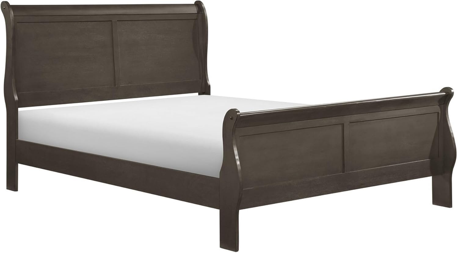 Benjara Gage Traditional California King Sleigh Bed, Wood Frame, Stained Gray
