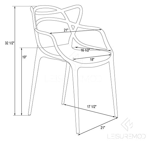 LeisureMod Twain Mid Century Modern Plastic Accent Dining Armchair with Elegant Wire Design, Stackable Plastic Chair for Indoor/Outdoor Use (Transparent Blue)
