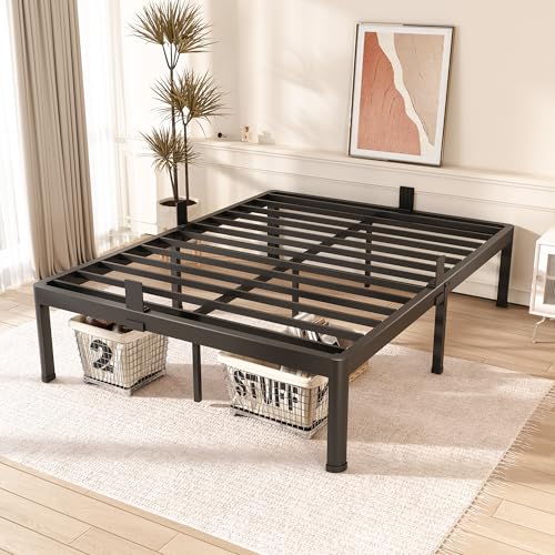 Twin XL Bed Frames with Round Corner Edge Legs 18 inch High 3500 lbs Heavy Duty Metal Platform Bed Frame Twin Size No Box Spring Needed/Non-Slip/Steel Slat Support/Noise Free