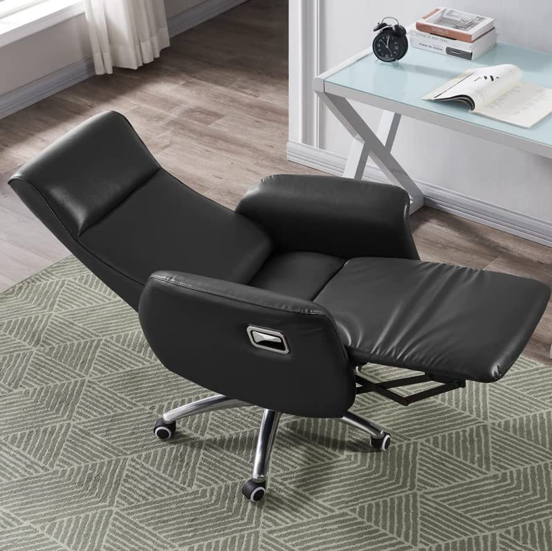 Kinnls Aerron Backrest Genuine Leather Office Chair Fully Reclining Office Chair with Footrest Managerial Chairs & Executive Chairs Leading Modern Office Affordable Luxury Style (Ordinary,Gray)