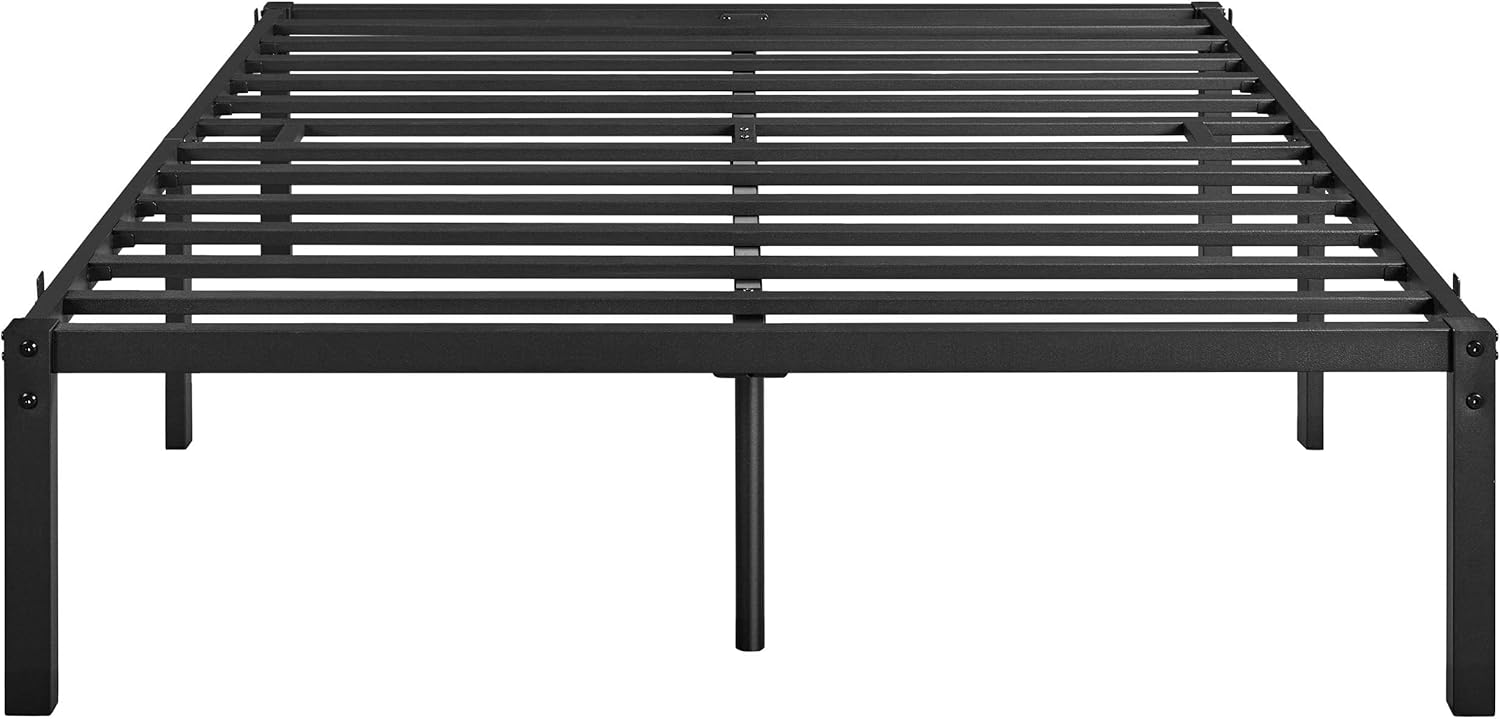 Yaheetech Queen Bed Frame with Storage Space, No Box Spring Needed, 16 Inches Powerful Storage Space, Sturdy Steel Slat Support, Black