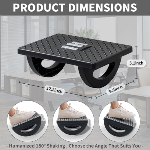 Foot Rest for Under Desk at Work - Ergonomic Foot Stools for Under Office Desk - Rocking Footrest with Roller Massager - Leg Rest for Chair, Computer Gaming - Promote Leg Circulation