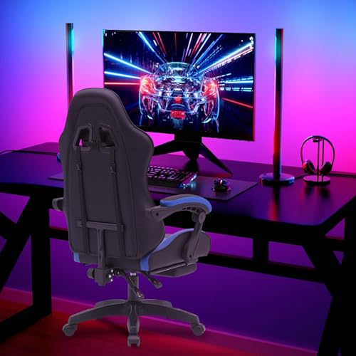 Gaming Chair, Computer Chair with Adjustable Headrest, Lumbar Support and Retractable Footrest, Big and Tall Ergonomic Office Chair for Working or Playing (Red)