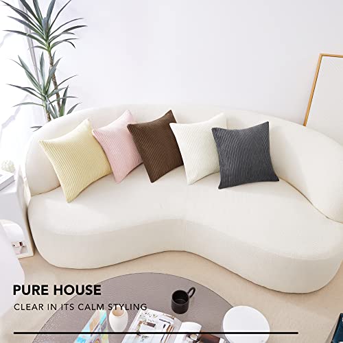 Deconovo Throw Pillow Covers, 20x20 Pillow Covers Set of 4, Corduroy Striped Decorative Home Decor Throw Pillows for Sofa Couch Bed Living Room, Prussian Blue, Machine Washable Cushion Cover Case