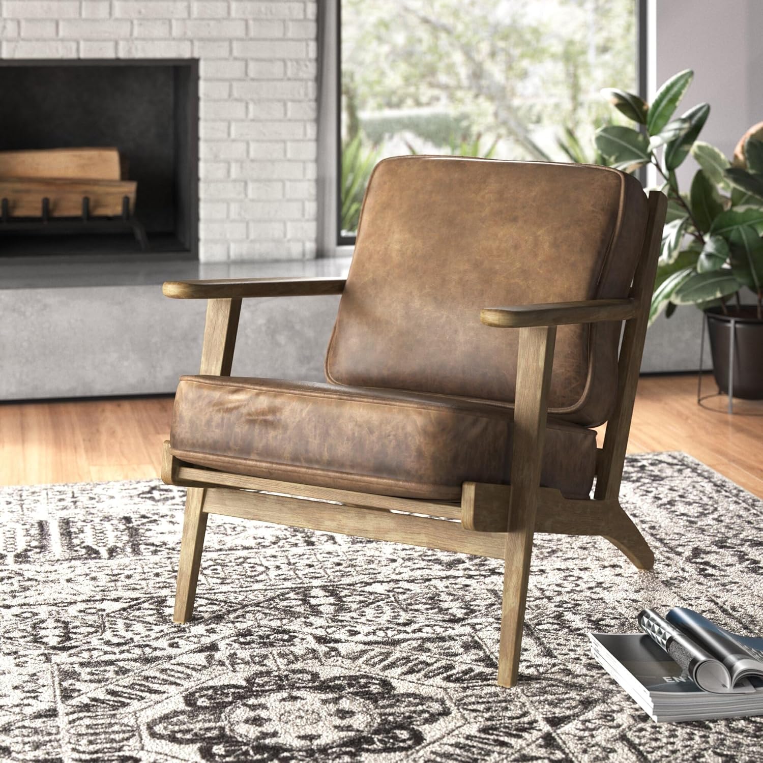 New Pacific Direct Albert PU Leather Accent Chairs, Brown