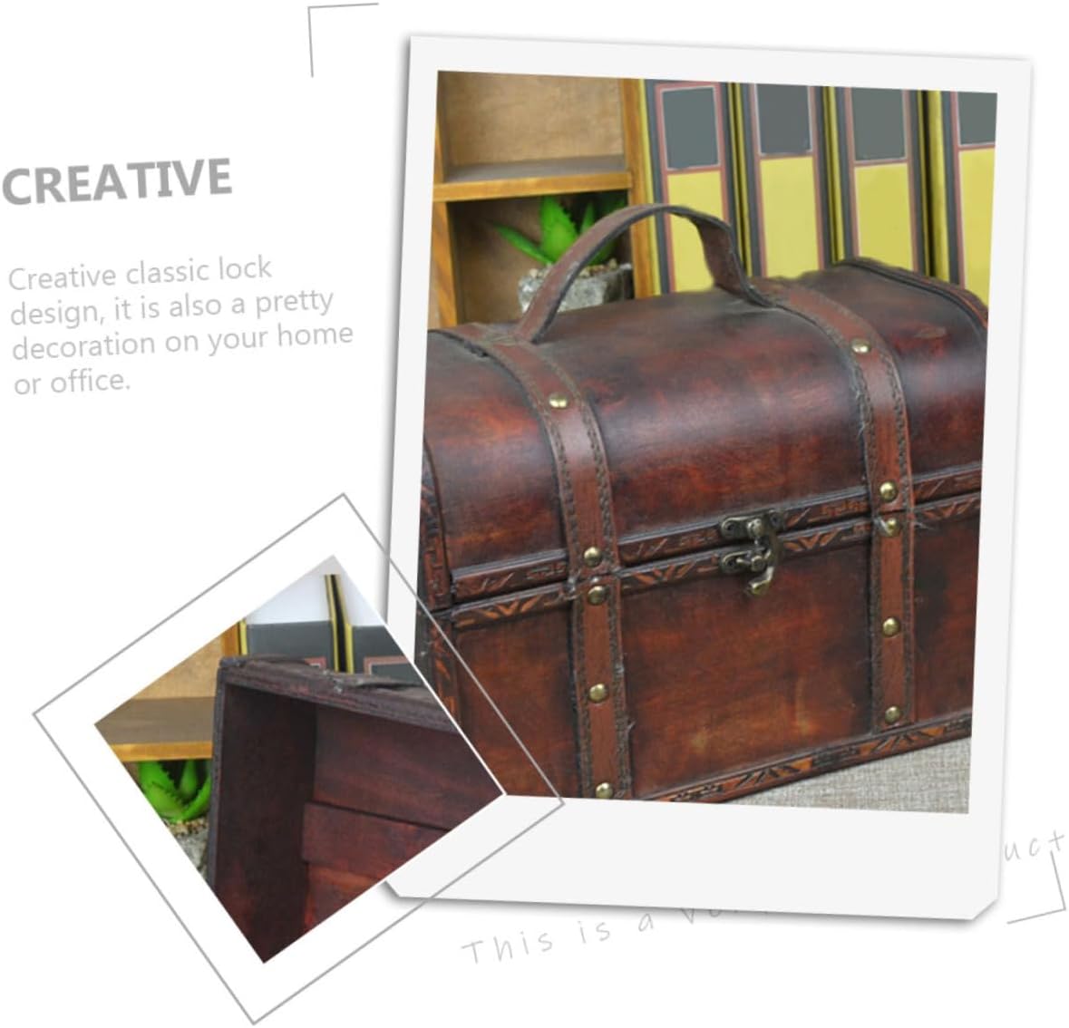 Abaodam 4 Pcs Vintage Treasure Chest Jewelry Organizer for Necklaces Jewelry Necklace Organizer Trunk Wood Pirate Suitcase Organizer Storage Case Child Household Decorative Wood Wooden