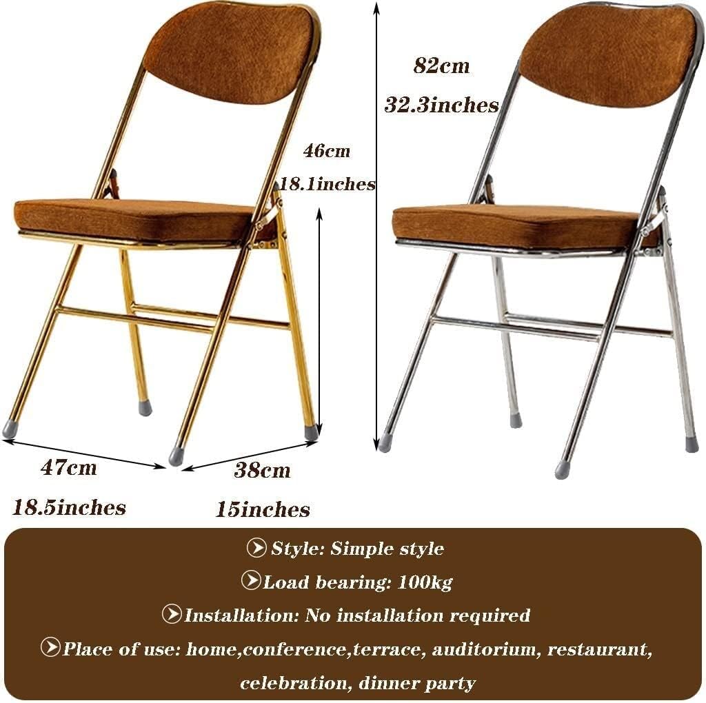 s with Padded Seats Home Leisure Wrought Iron Dining Chair, Fashionable Folding Armchair for Clothing Store Cafe