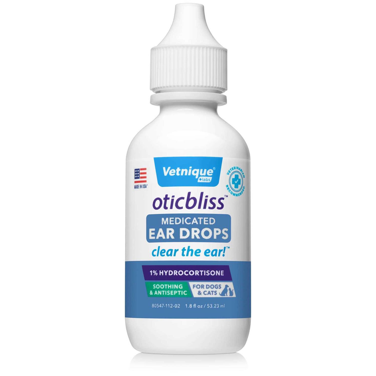 Vetnique Labs Oticbliss Medicated Ear Drops for Dogs & Cats with Hydrocortisone - Pet Supplies online store