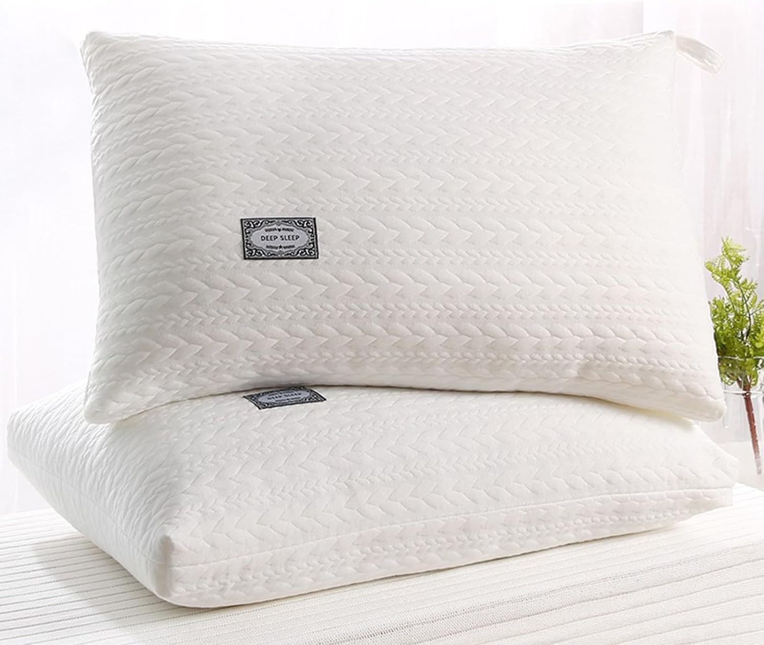 Hotel-Grade Pillow Core - Soft & Supportive Down Bed Pillow, Suitable for Back Side & Stomach Sleepers, Fashion Made of Skin-Friendly Cotton Fabric, for Home & Office