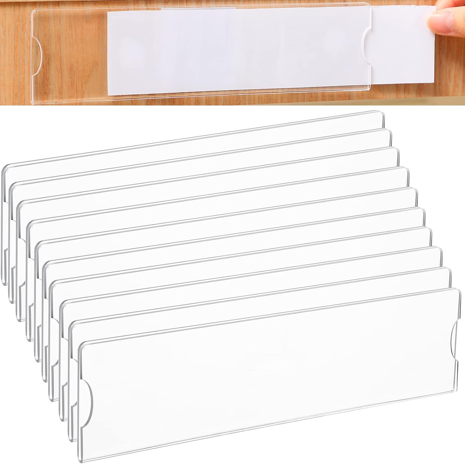 2 x 8 Inch Acrylic Wall Name Plate Holder Clear Plastic Sign Holder Frame with Adhesive Tape Horizontal Name Plates for Door Office Nameplate Display Trays Office Home Classroom favors(30 Sets)